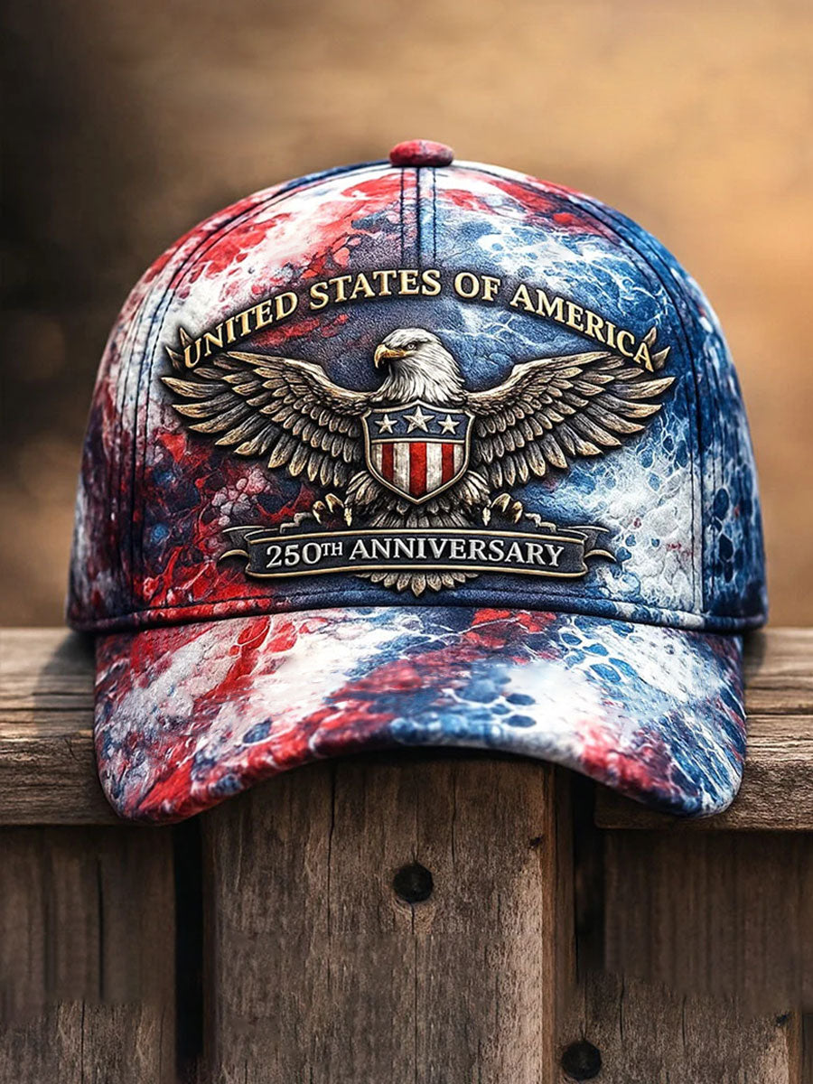 Freedom 250th Anniversary Print Casual Unisex Cap Eagle Design Gift for Patriots