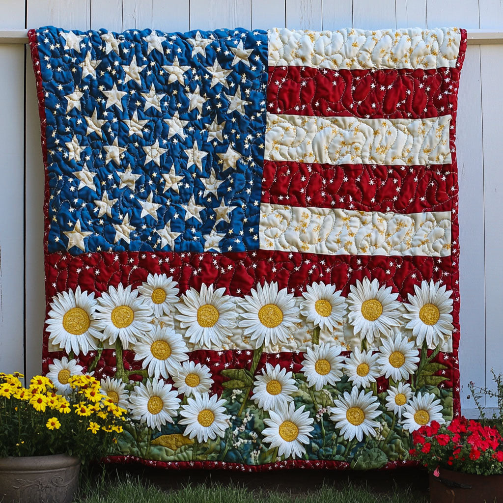 Freedom Blossoms Quilted Blanket Christmas Throw Blanket Patriotic Gifts For Her