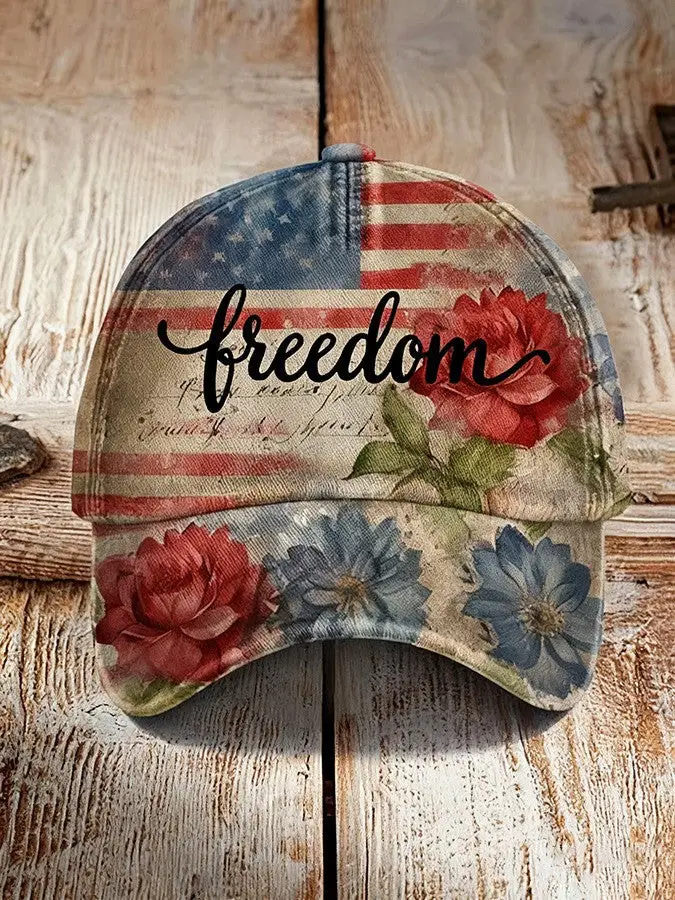 Freedom Charlie Kirk Hat American Flag Flowers Baseball Cap Patriotic Gifts For Her - Wear&Decor