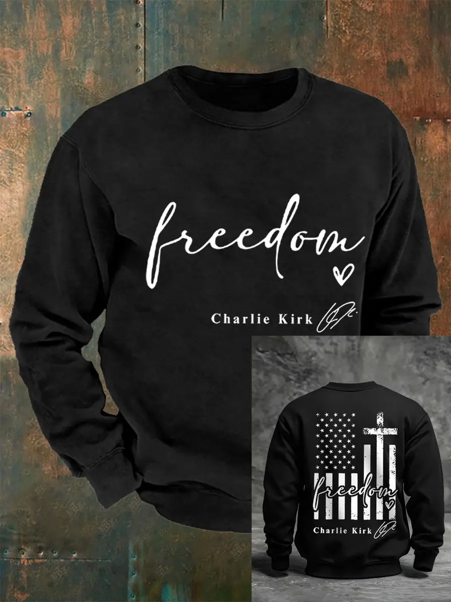 Freedom Charlie Kirk Sweatshirt American Flag Merch Charlie Kirk Signed Gifts