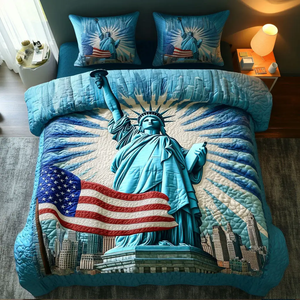 Freedom Light  Quilted Bedding Set  Best Comforter Sets 4Th Of July Neighbor Gifts