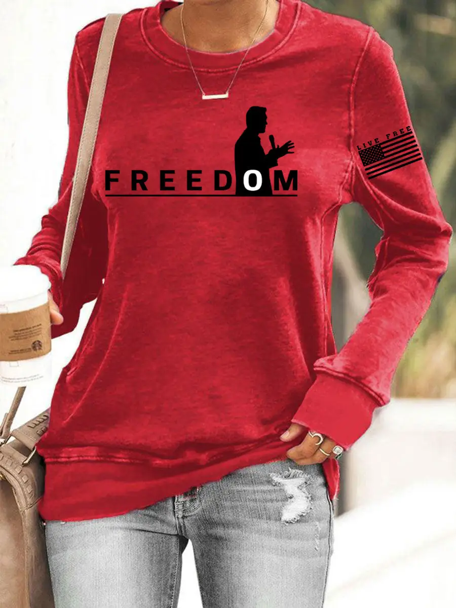 Freedom Live Free Print Swea T SHIRT Red Tpusa Freedom Merch