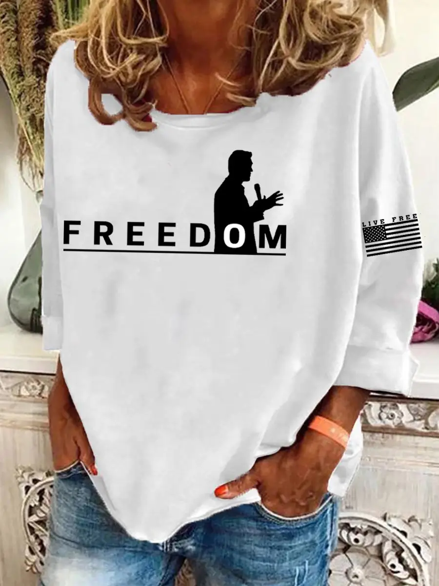 Freedom Live Free Print Swea T SHIRT White This Is The Turning Point Merch Freedom Live Free Print Swea T SHIRT White This Is The Turning Point Merch - Image 1