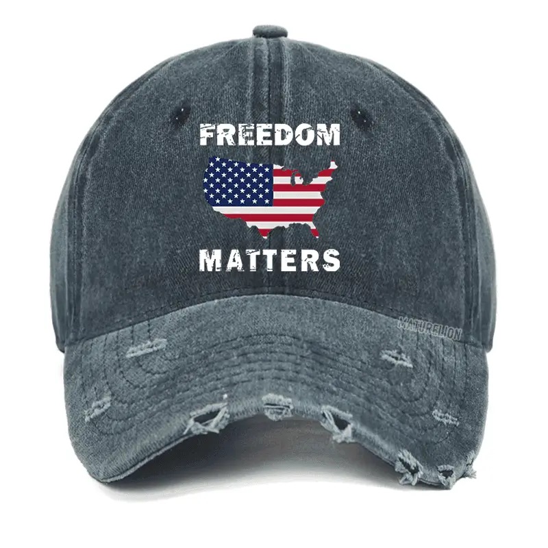 Freedom Matters Washed Vintage Cap Funny Quote T-Shirt for Men – Witty Saying Tee Freedom Matters Washed Vintage Cap Funny Quote T-Shirt for Men – Witty Saying Tee - Image 1