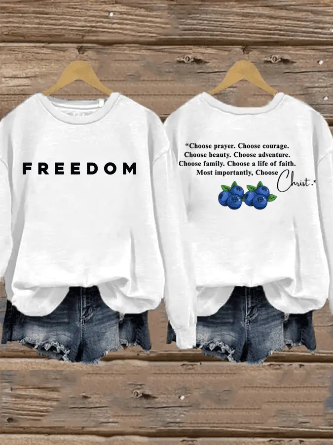 Freedom Print Crew Neck Sweatshirt Charlie Kirk Quote Sweatshirt