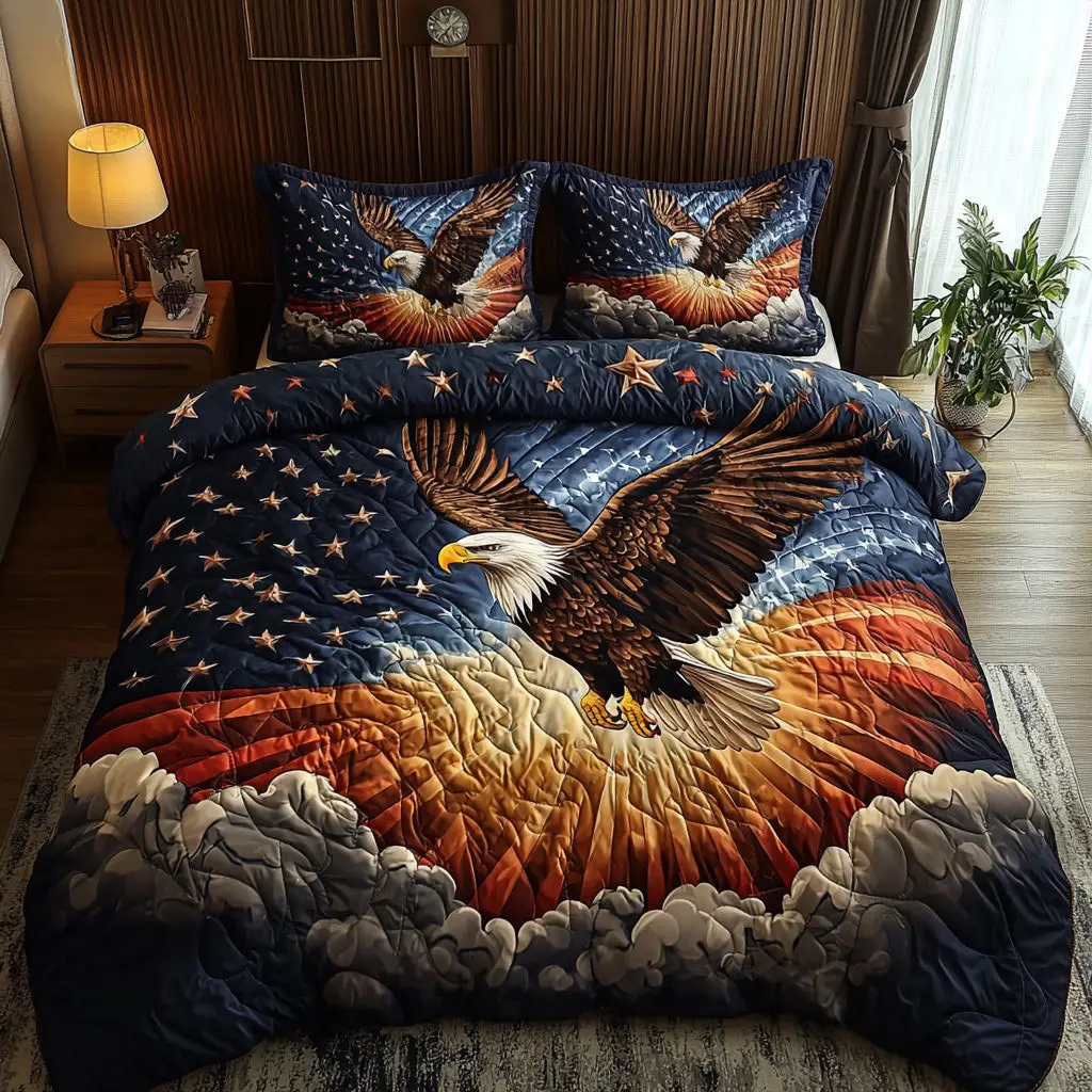 Freedom Soars Quilted Bedding Set Trendy Bedding Merch for Modern Homes Freedom Soars Quilted Bedding Set Trendy Bedding Merch for Modern Homes - Image 1
