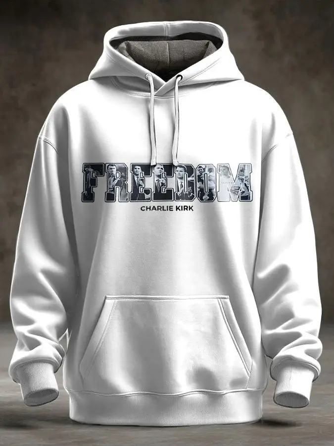 Freedom True Patriot Memorial Printed Hoodie White Charlie Kirk 47 Merch Freedom True Patriot Memorial Printed Hoodie White Charlie Kirk 47 Merch - Image 1