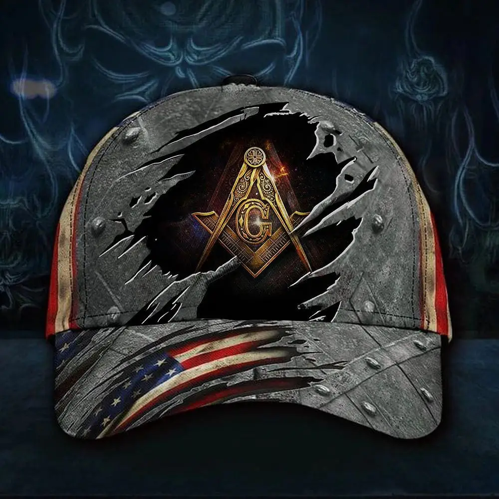 Freemason Hat 3D Print American Flag Cap Vintage Old Retro Unique Masonic Hat Men's -WearandDecor