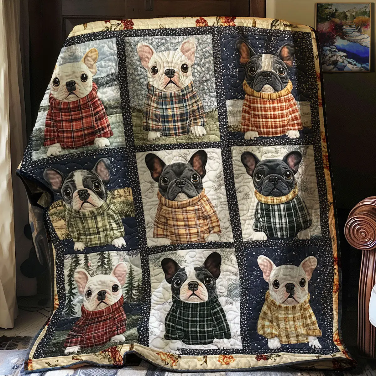 French Bulldog Quilt Beautiful Quilt Blanket Gift for Cozy Living