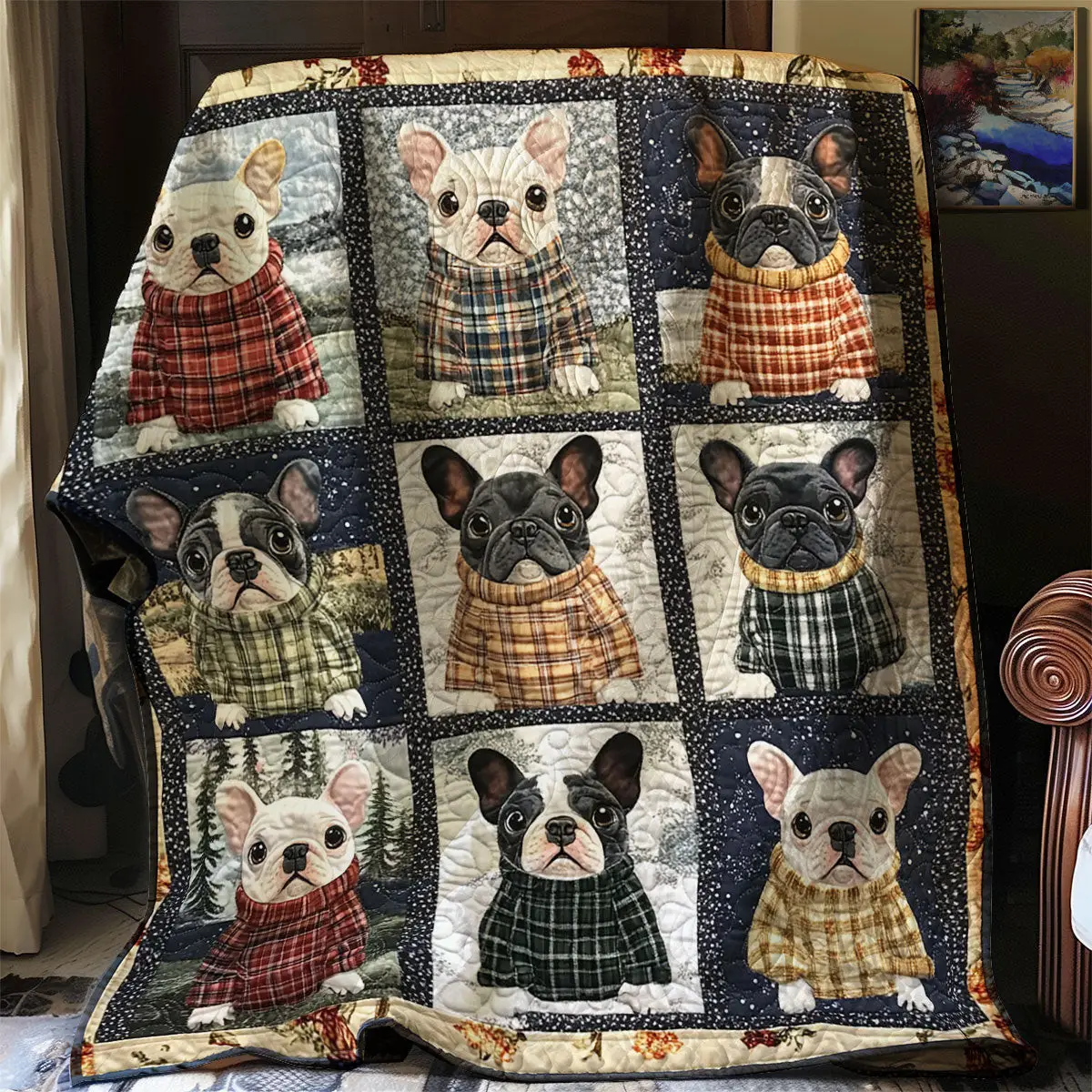 French Bulldog Quilt Throws And Blankets Mothers Day Gift For New Mother French Bulldog Quilt Throws And Blankets Mothers Day Gift For New Mother - Image 1