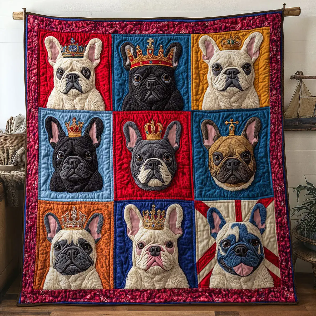 French Bulldog Regal Quilt Warm and Stylish Quilt Blanket for Winter Nights