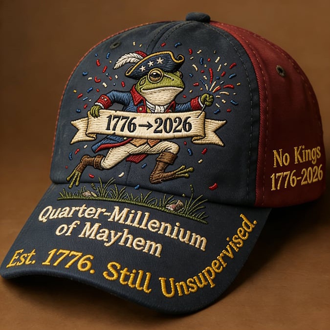 Frog American No Kings Hat Quarter Millenium Of Mayhem Baseball Cap Cool Gift For Patriots Frog American No Kings Hat Quarter Millenium Of Mayhem Baseball Cap Cool Gift For Patriots - Image 1