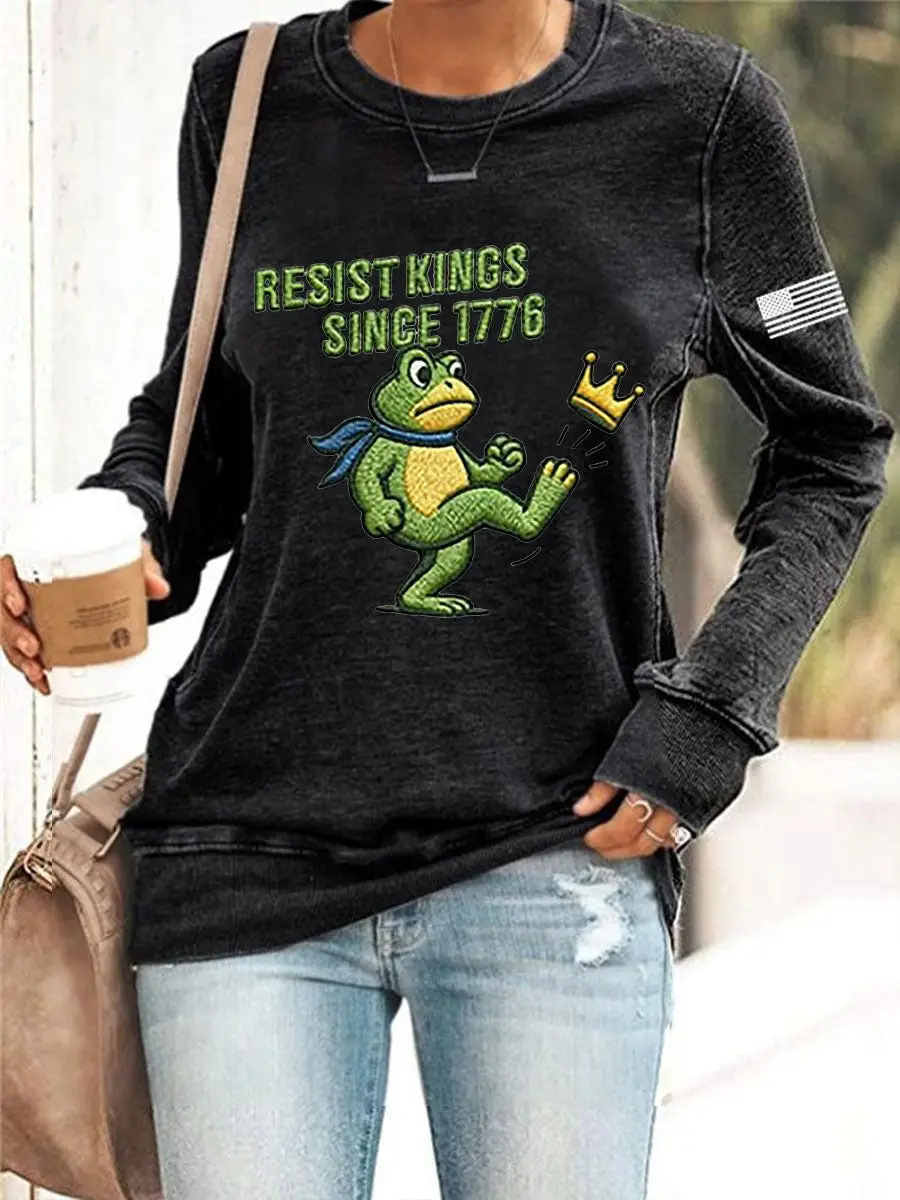 Frog Resist Kings Since 1776 Sweatshirt No Kings Political Protest Humor Clothes Gifts