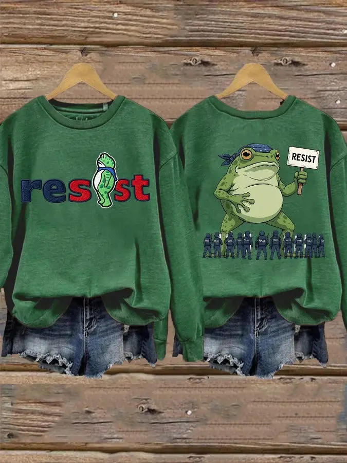 Frog Resist Portland Sweatshirt No Kings Political Protest Funny Activist Gift Ideas