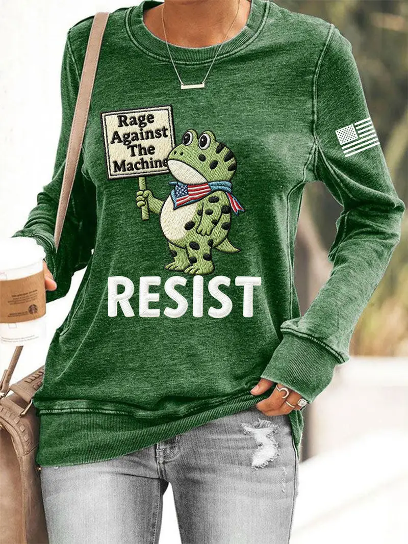 Frog Resist Sweatshirt Rage Against The Machine American Flag Merch Anti ICE Gifts Frog Resist Sweatshirt Rage Against The Machine American Flag Merch Anti ICE Gifts - Image 1