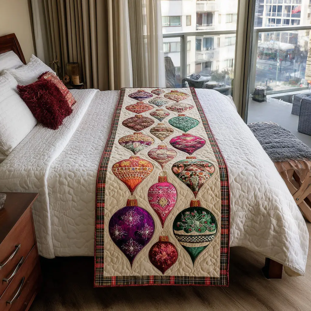 Frosted Charm Quilted Bed Runner Frosted Charm Winter Home Gift
