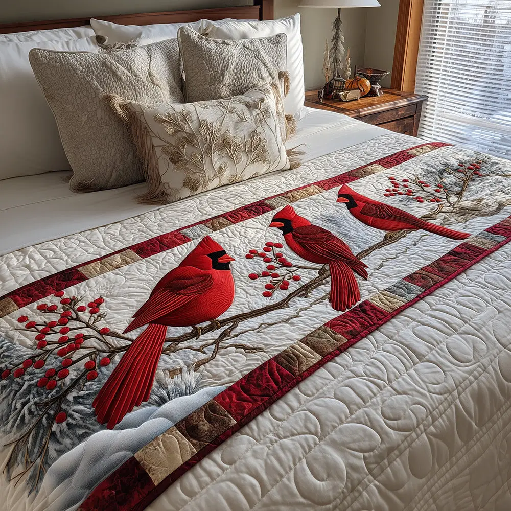 Frosted Forest Grace Quilted Bed Runner Frosted Forest Grace Christian Winter Gift