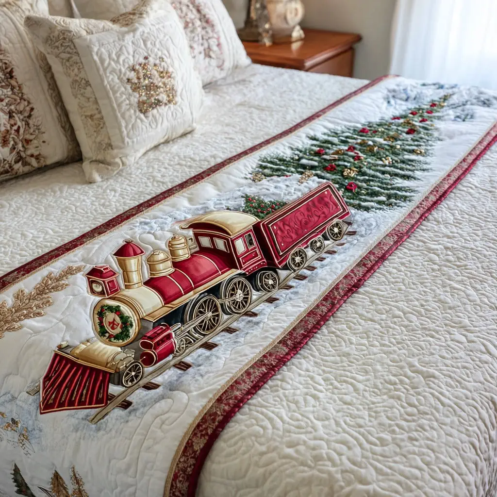 Frosted Journey Quilted Bed Runner Frosted Winter Journey Seasonal Gift