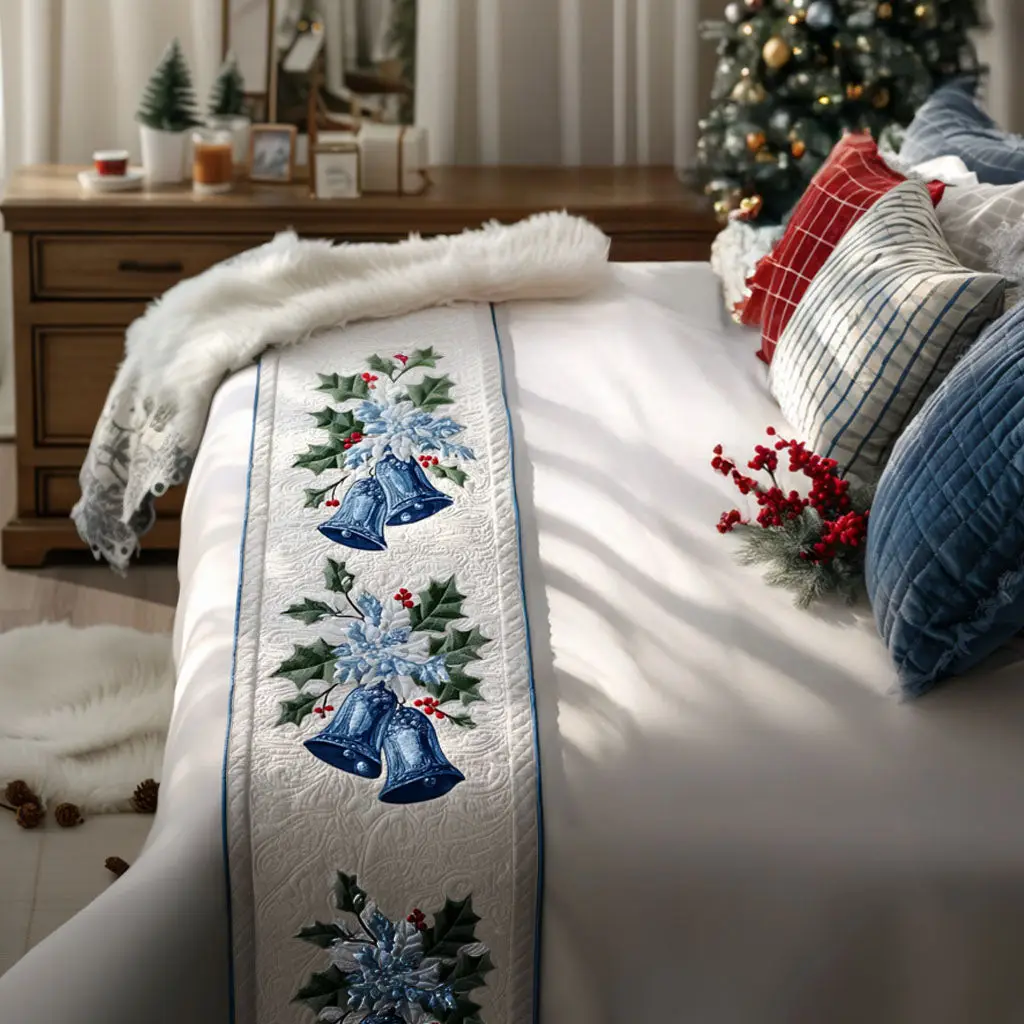 Frosted Melody Quilted Bed Runner Frosty Melody Blend Holiday Gift for Dad