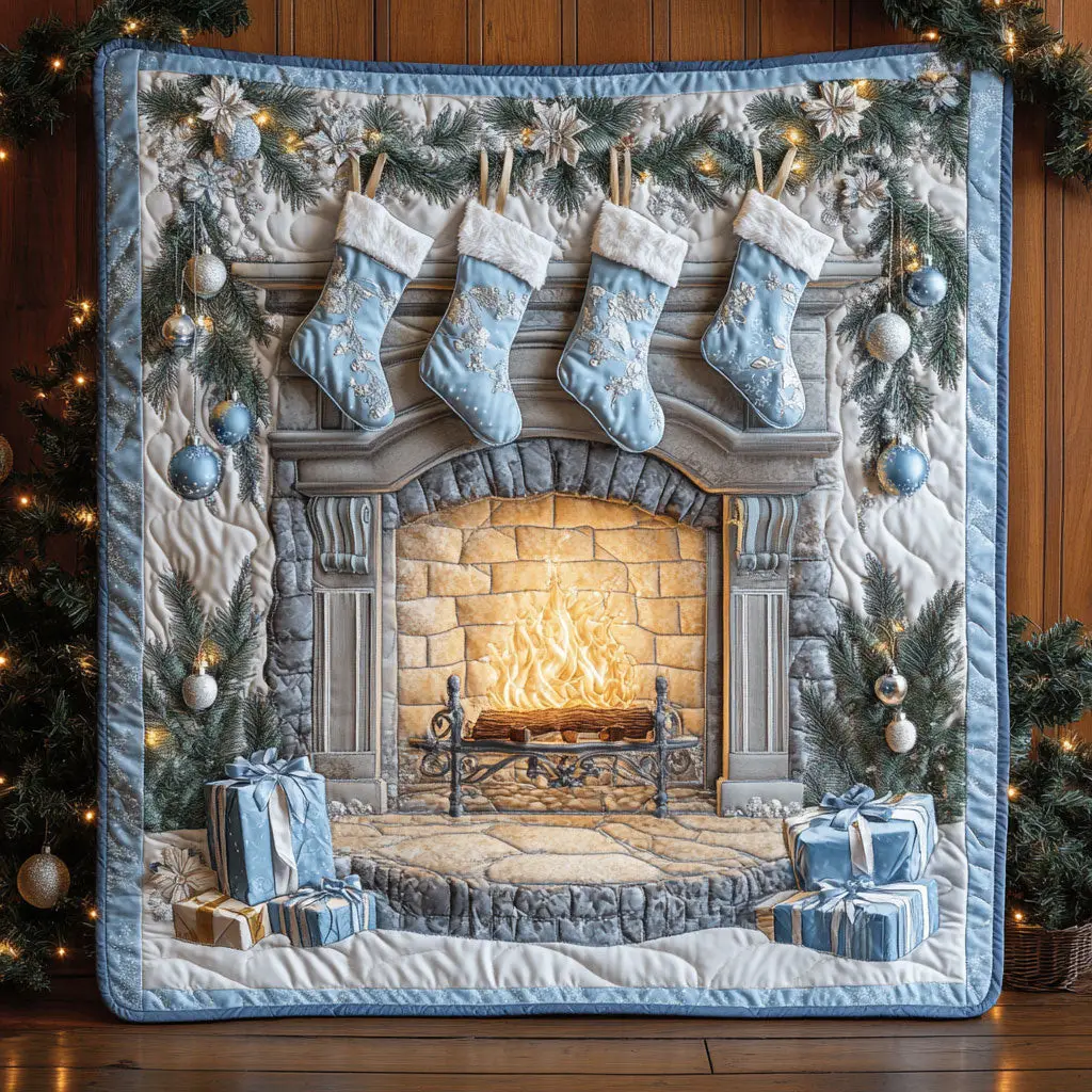 Frosty Fireplace Quilt Ultra-Soft Quilt Blanket for Hotel-Like Experience