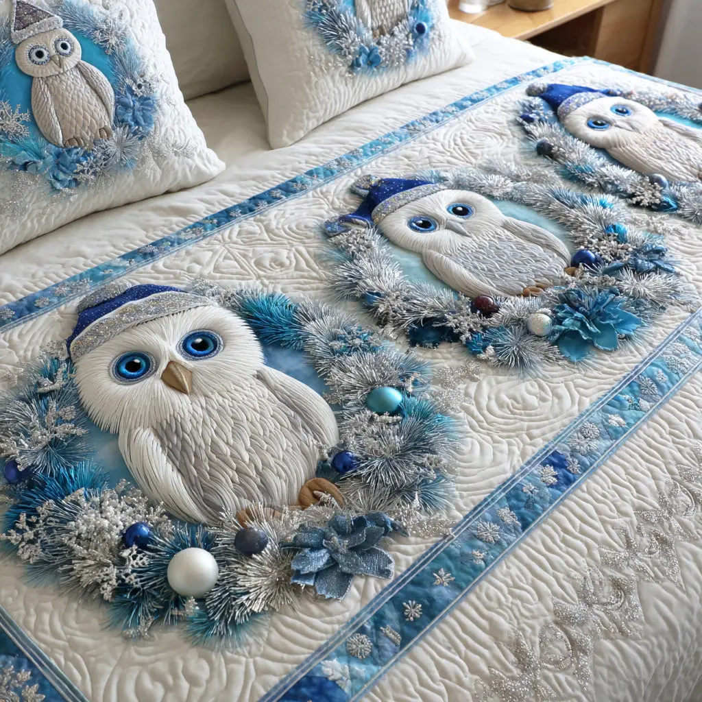 Frosty Wing Silence Quilted Bed Runner Frosty Wing Silence Winter Gift
