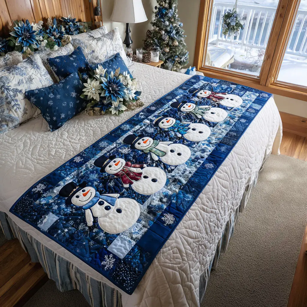 Frosty Winter Joy Quilted Bed Runner Frosty Winter Joy A Lovely Seasonal Gift