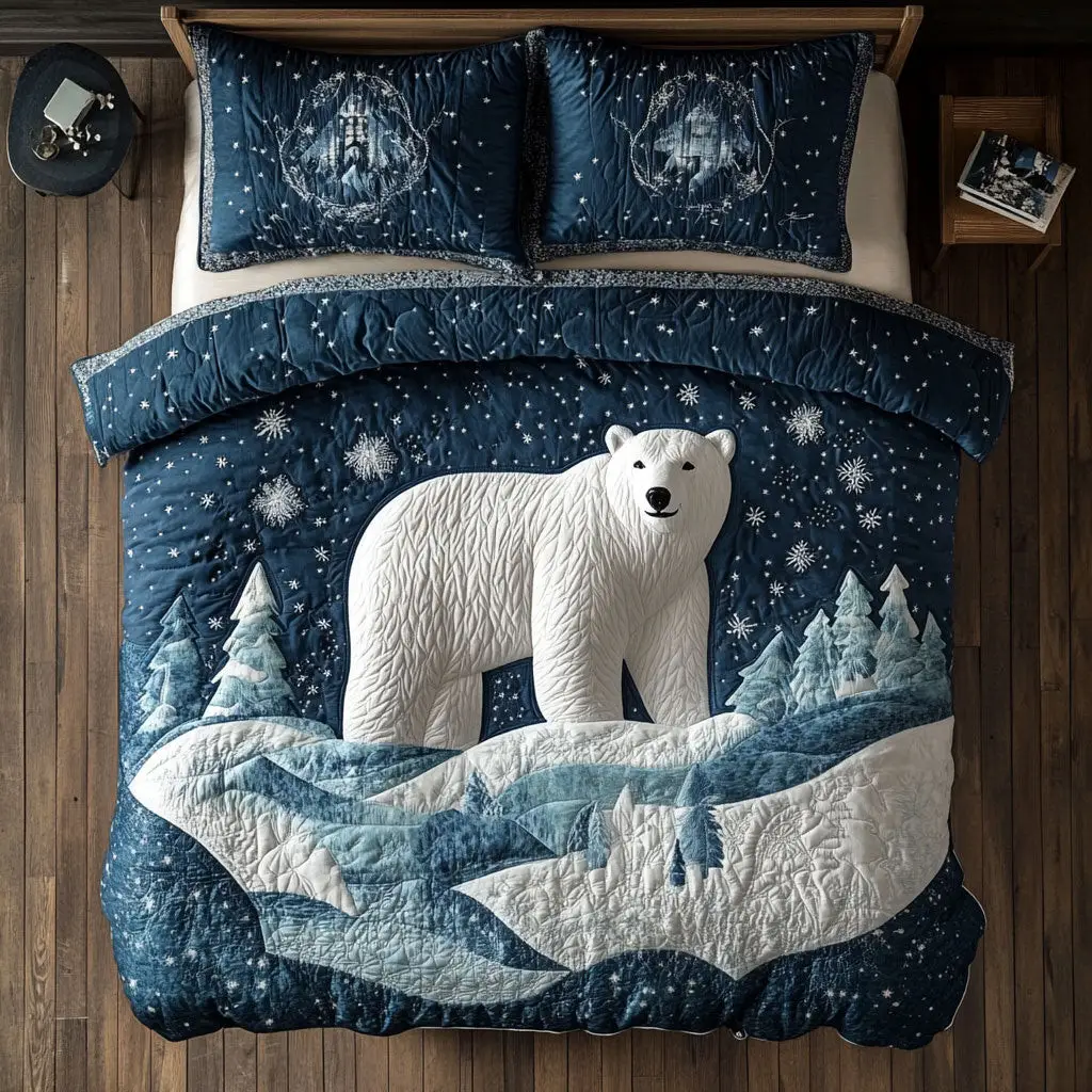 Frozen Moonlight Quilted Bedding Set Duvet Cover Bedspread Bedroom Decor Presents For Men Frozen Moonlight Quilted Bedding Set Duvet Cover Bedspread Bedroom Decor Presents For Men - Image 1