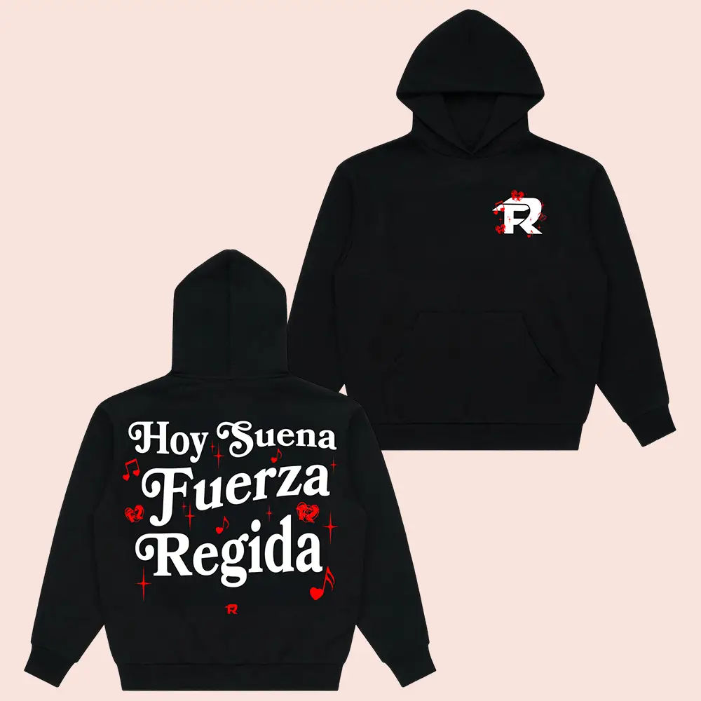 Fuerza Regida Merch Hoy Suena Black Hoodie Fuerza Regida Hoodie Present For Band Fans