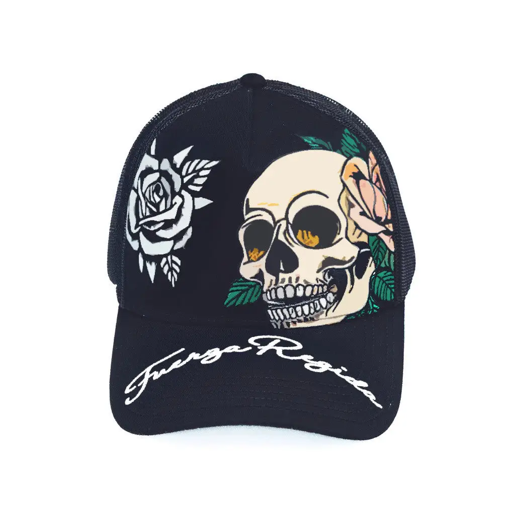 Fuerza Regida Merch Skull FR Trucker Hat Gift Ideas For Husband -WearandDecor