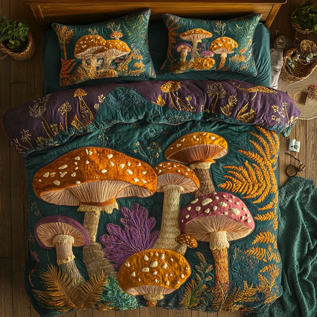 Fungi Dreams Quilted Bedding Set Duvet Cover Bedspread Best Gifts Bedroom Decorative Fungi Dreams Quilted Bedding Set Duvet Cover Bedspread Best Gifts Bedroom Decorative - Image 1