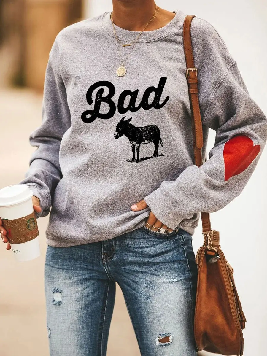 Funny Bad Ass Donkey Heart Sweatshirt Vintage Bad Donkey Sweatshirt Funny Mother's Day Gifts