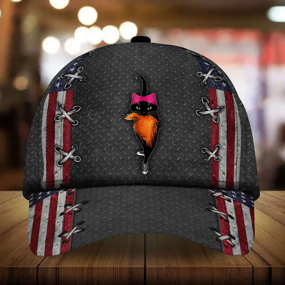 Funny Black Cat Lady With Chucks Trump Hair Hat Vote Kamala 2024 Hat For Voters