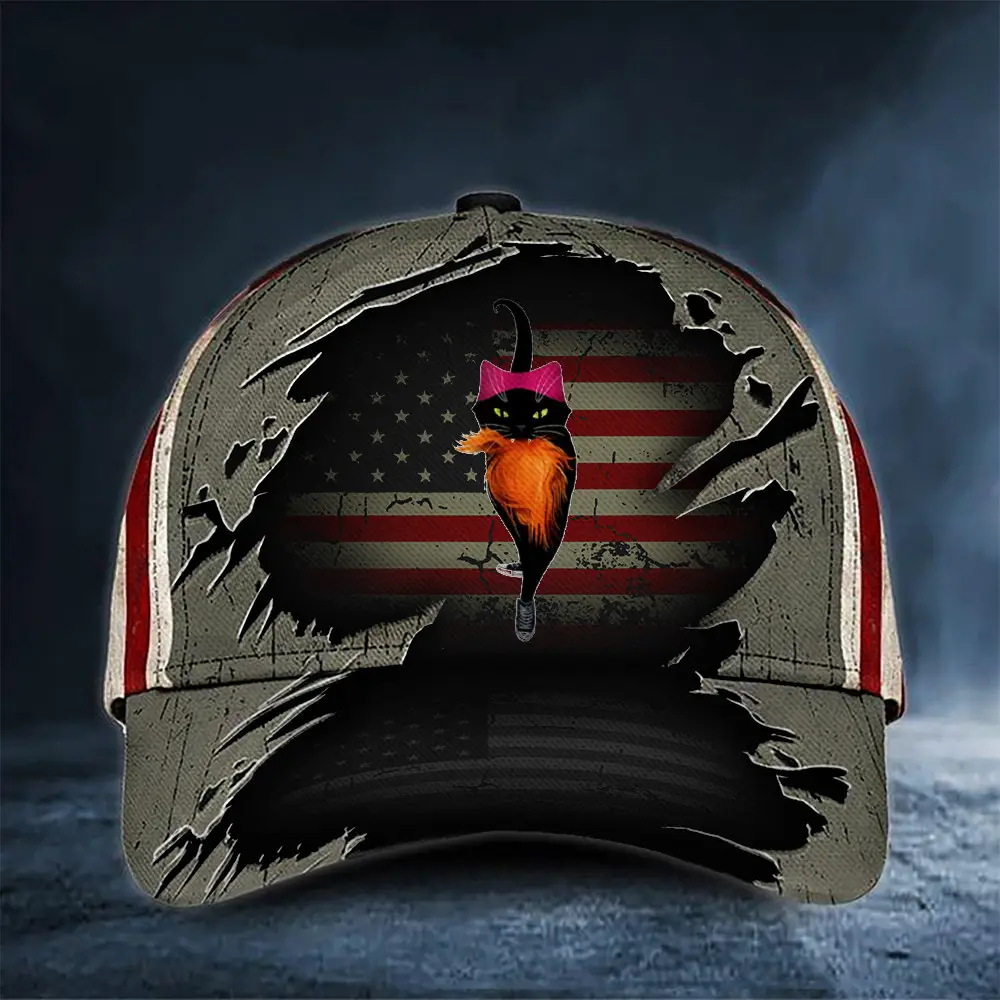 Funny Black Cat Lady With Chucks Trump Hair Hat Vote Kamala 2024 Supporter Hat