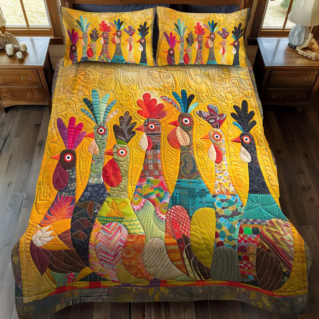 Funny Chicken Quilt Bedidng Set Rooster Duvet Covers Great Mother's Day Present For Mom