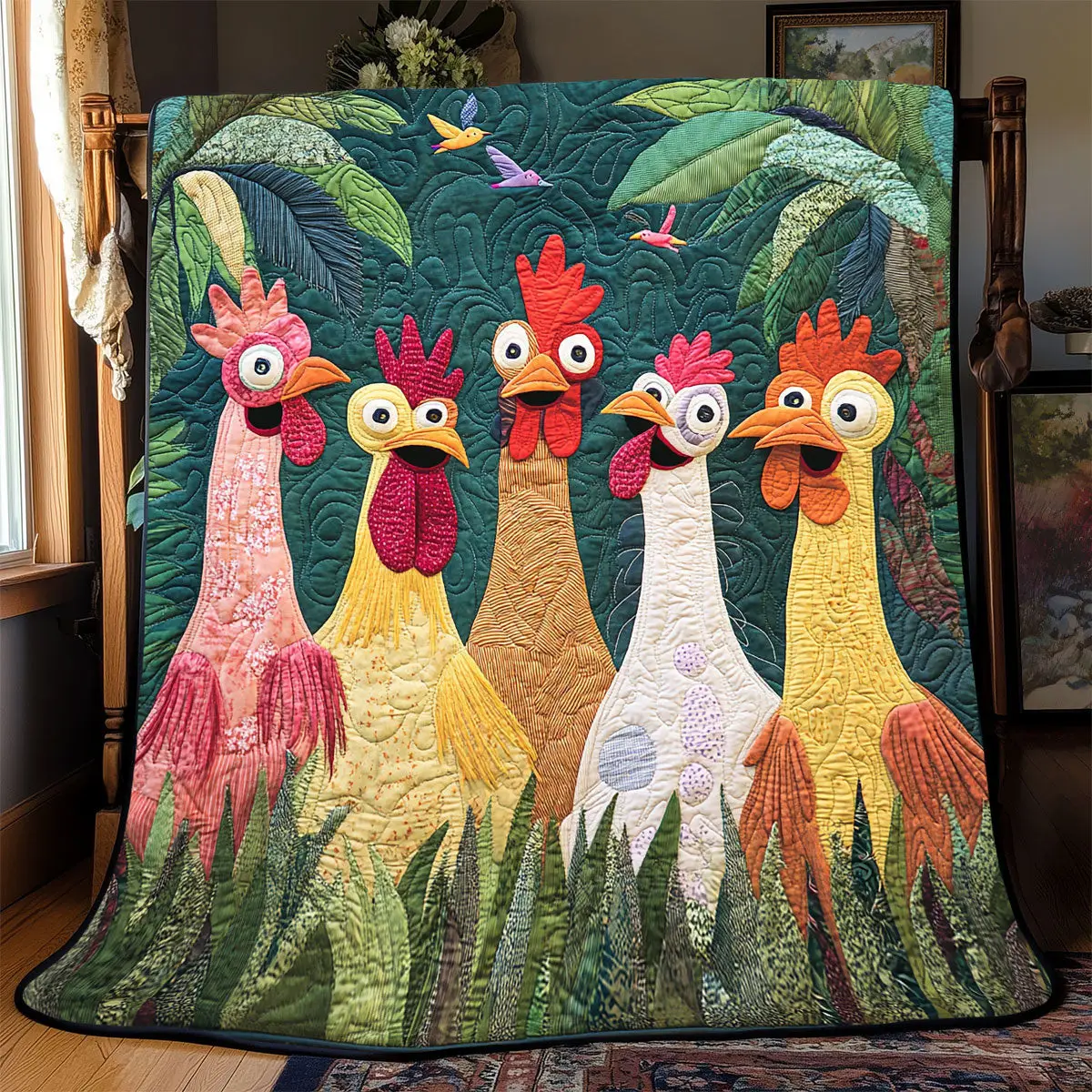 Funny Chicken Quilt Blankets Throws And Blankets First Time Mom Gifts
