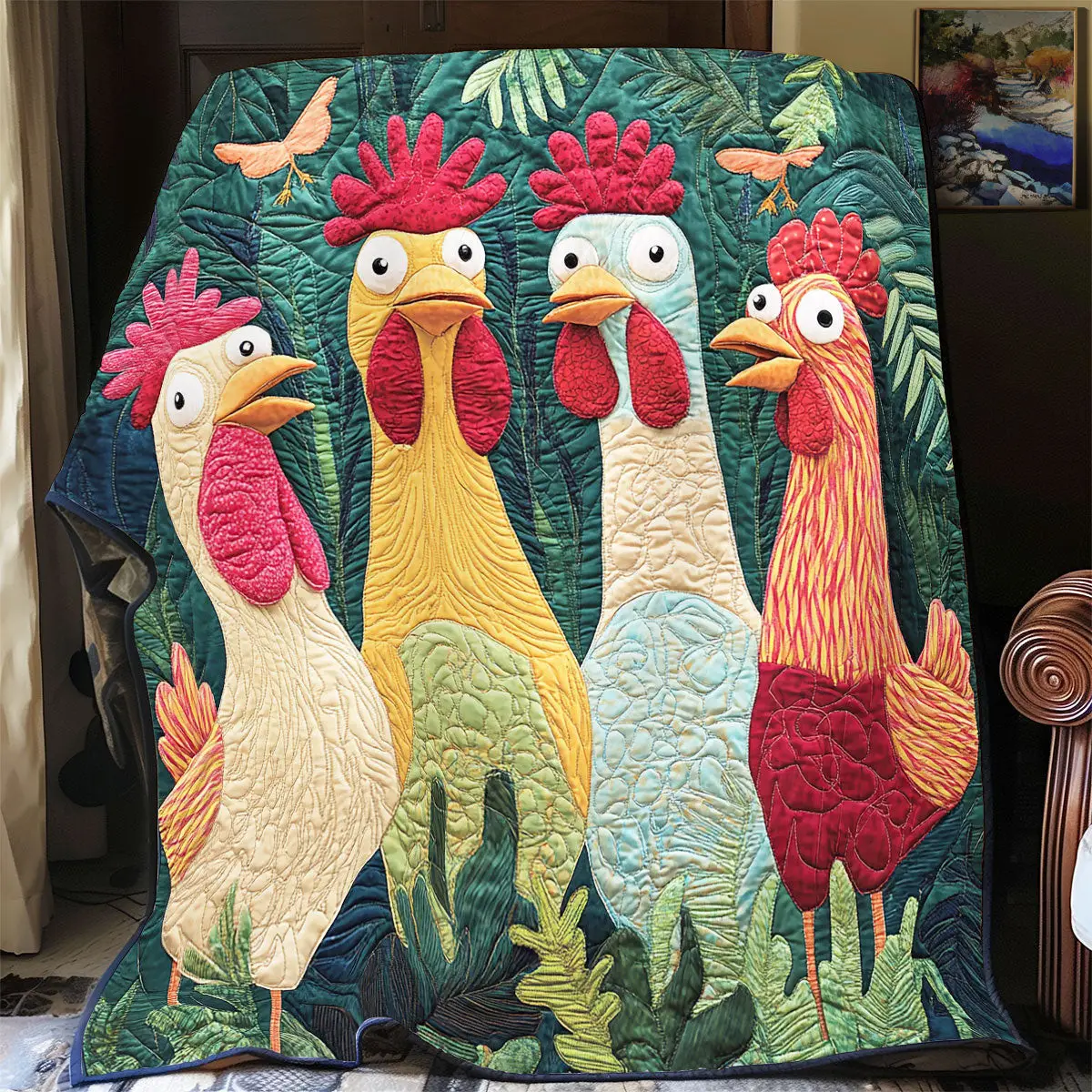 Funny Chicken Quilt Blankets Throws And Blankets Mothers Day Gift Special