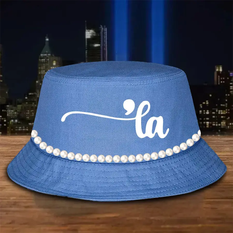 Funny Comma La Chuck And Pearls Harris Walz Bucket Hat