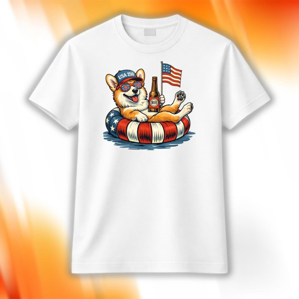 Funny Corgi USA 250 T-Shirt Dachshund 4th of July Merch Gift For Women