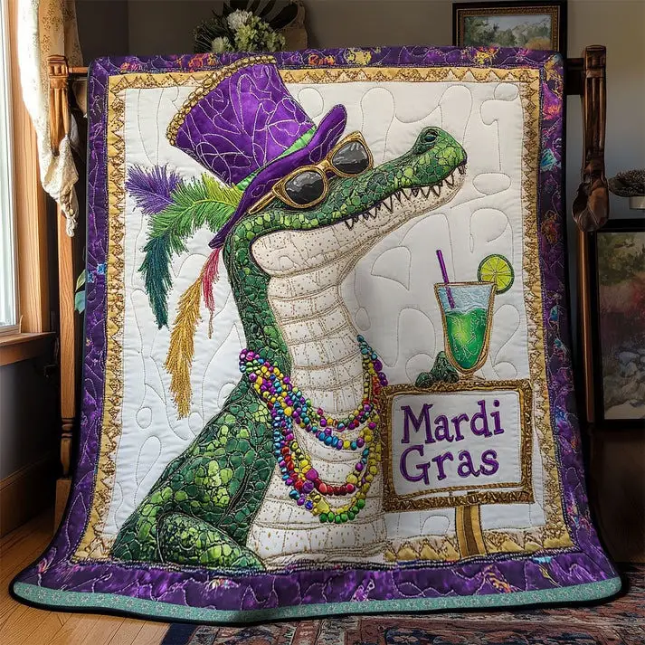 Funny Crocodile Quilted Blanket Room Decoration Crocodile Themed Gifts For Him