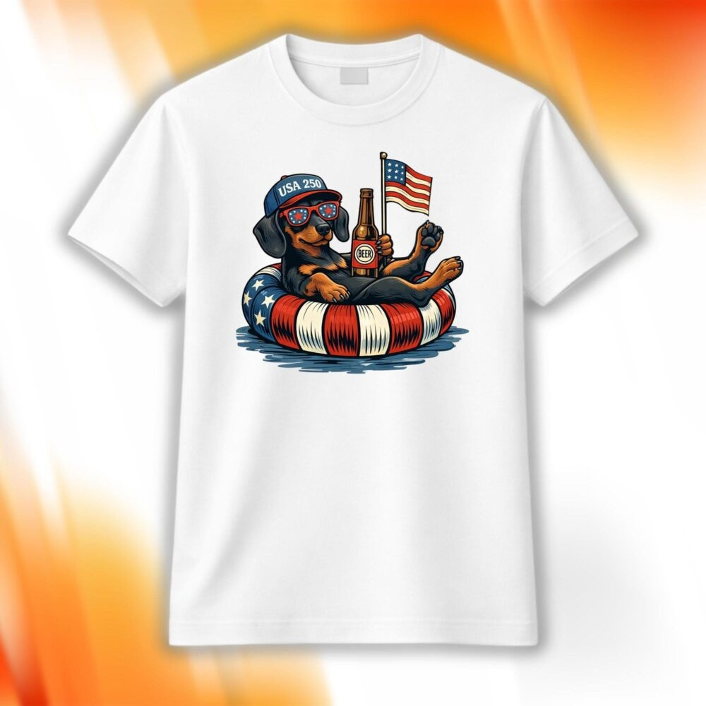 Funny Dachshund USA 250 T-Shirt 250th Independence Day Merch Gift For Women Funny Dachshund USA 250 T-Shirt 250th Independence Day Merch Gift For Women - Image 1