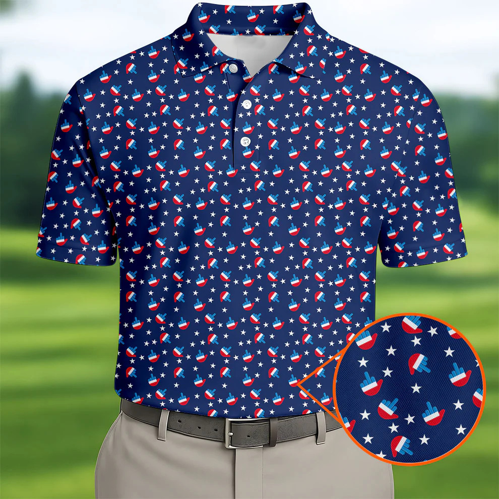 Funny Dirty Finger 4th Of July Golf Polo Shirt 250th Anniversary Men's Funny Apparel