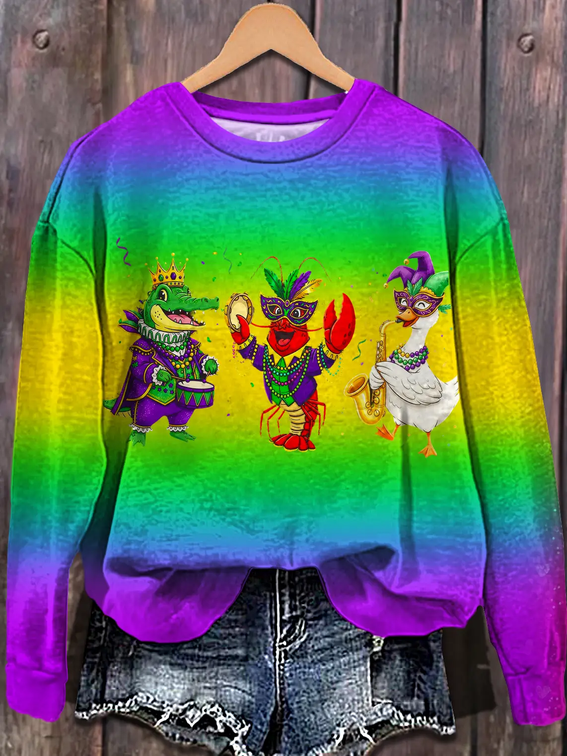 Funny Mardi Gras Animal Sweatshirt Festival Apparel Mardi Gras Women's Shirts