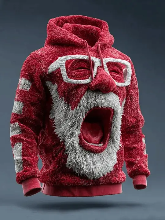 Funny Screaming Face Plush Hoodie St Patricks Day Novelty Irish Outfit Gift Ideas Men