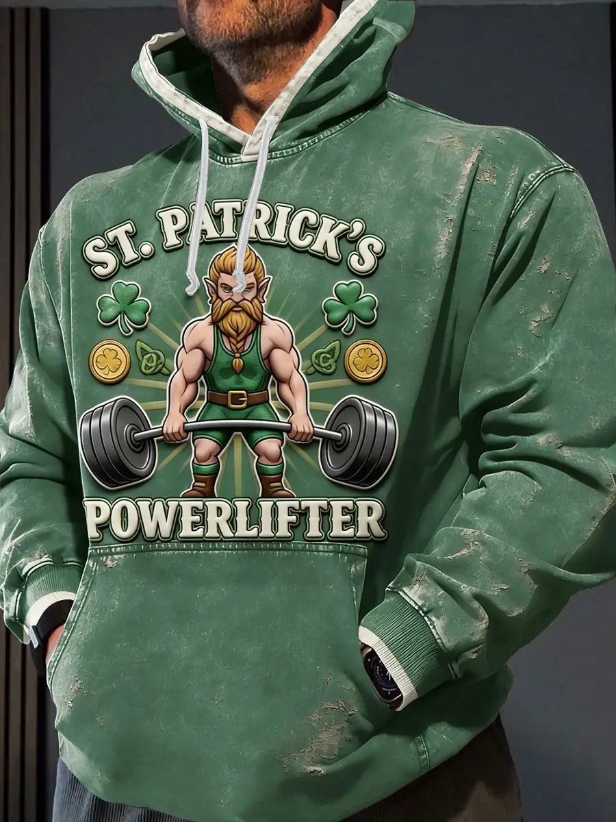 Funny St.patrick's Day Fitness Lover Printed Hoodie Men's St Patrick's Day Clothing