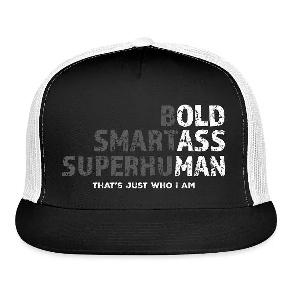 Funnymule Store Merch Bold Smartass Superhuman Trucker Hat Snapback Dad Gifts -WearandDecor