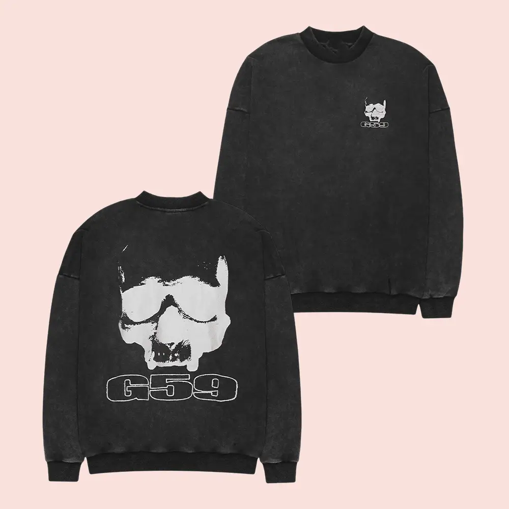 G59 Merch Skull Logo Sweatshirt G59 Records Merch Present Ideas For Fans
