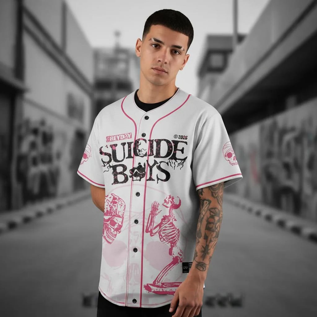 G59 SuicideboyS Grey Day 2026 Tour Pink Skeleton Skull Baseball Jersey G59 Merch Gifts