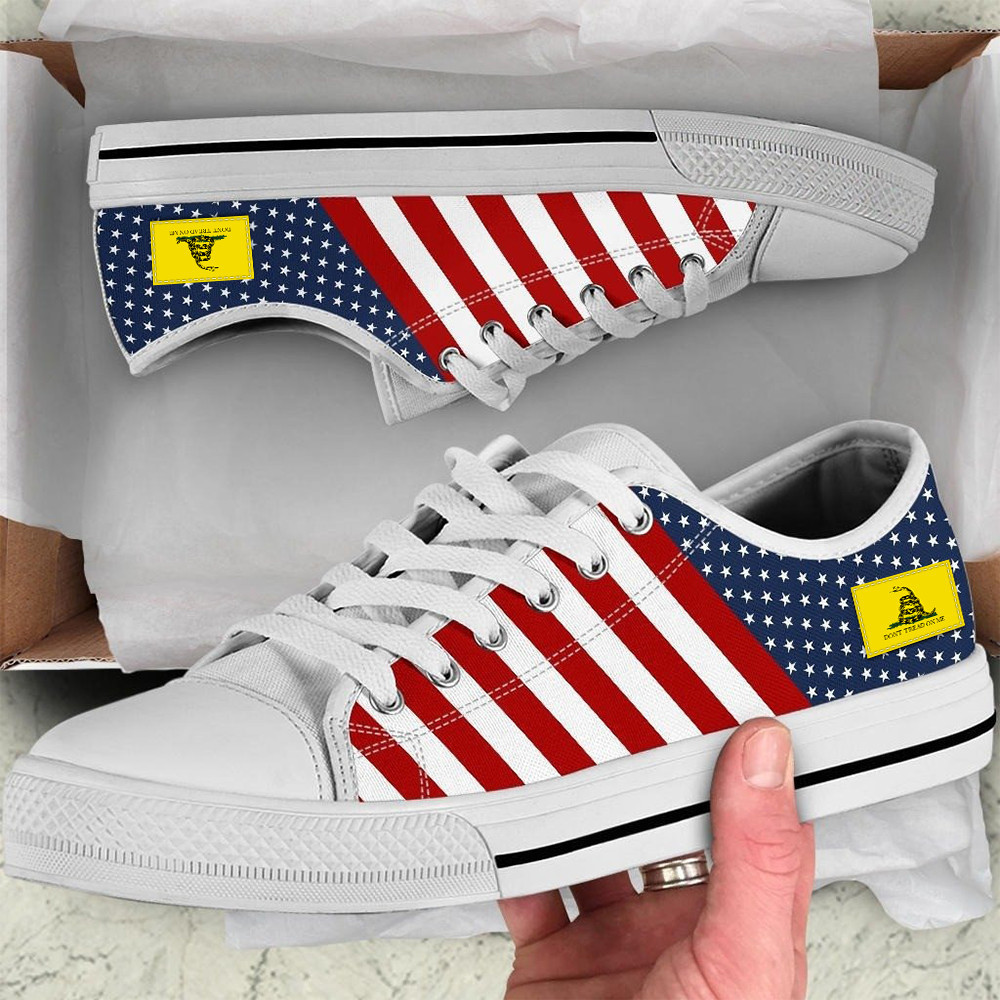 Gadsden Flag Low Top Shoes Don't Tread On Me American Flag Shoes 2nd Amendment Merch Gun Lovers