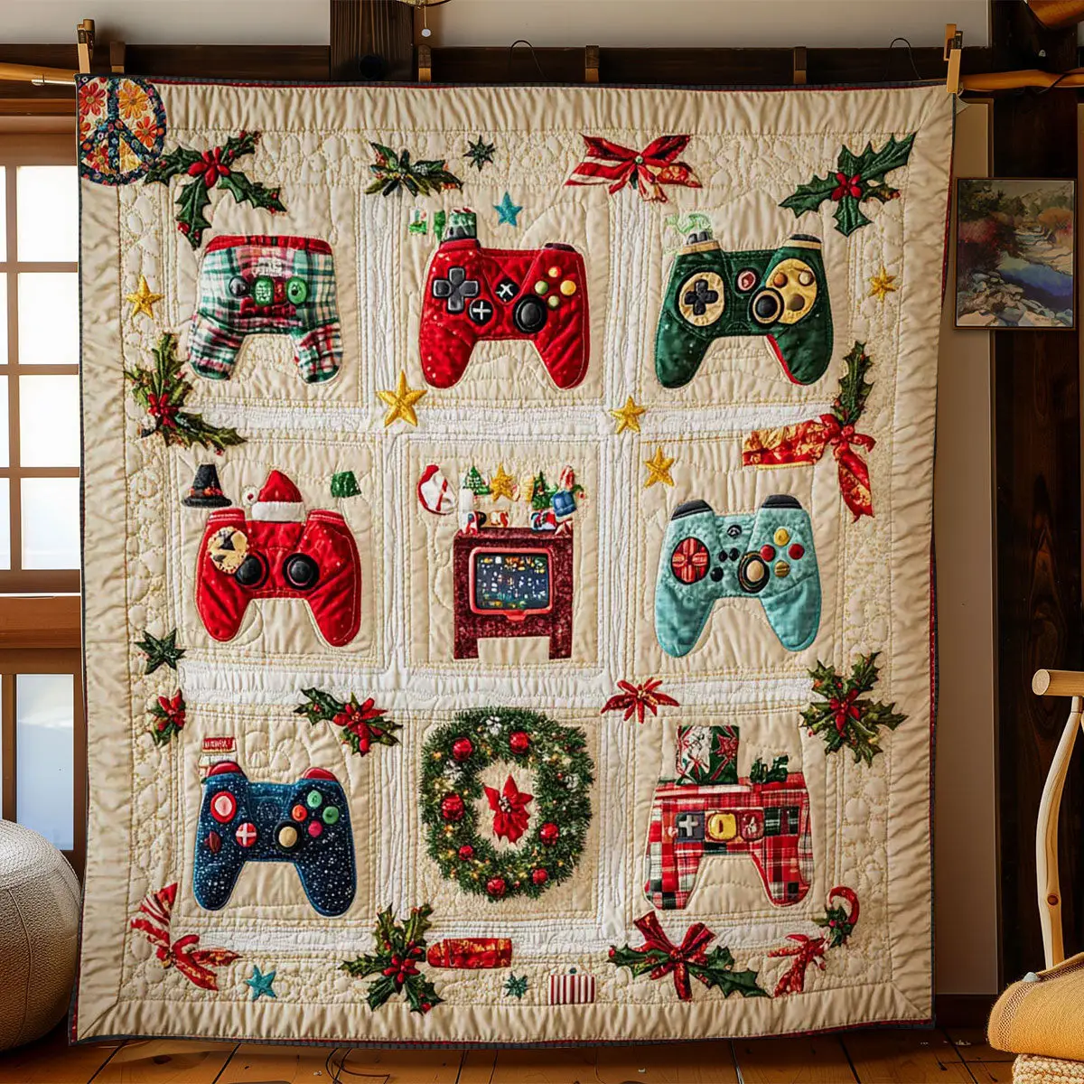 Gamers Christmas Quilt Trendy Quilt Blanket for Modern Home Interiors