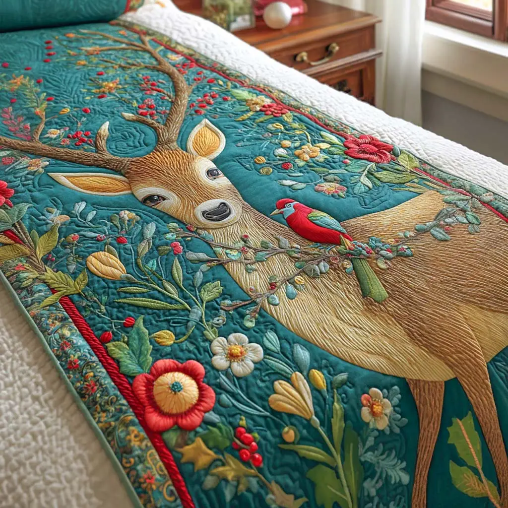 Garden Guardian Quilted Bed Runner Garden Guardian Floral Gift for Mom